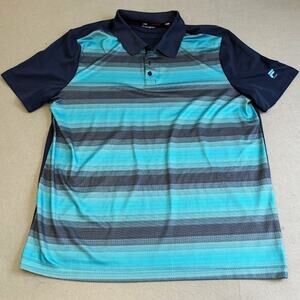 Fila Sport Polo Mens XL Blue Striped Golf Athletic Fit Sportswear Casual Golfing